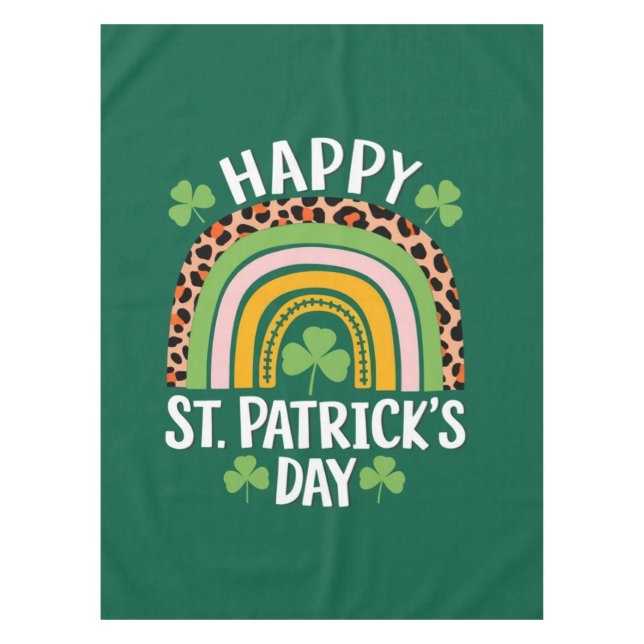 Nappe Joyeux Saint Patrick's Day Shamrock arc-en-ciel (Devant)