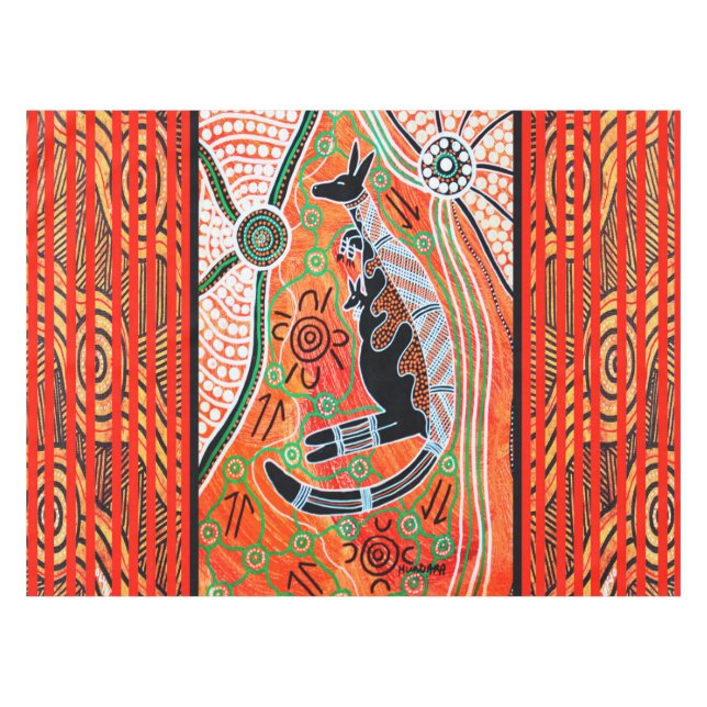 Nappe Kangaroo Dream Aboriginal Art Tablecloth (Devant (Horizontal))