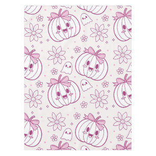 Nappe Kawaii Citrouilles, Fantômes & Fleurs