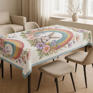 Nappe Lapin de Pâques Arc-en-ciel Art Printemps Fleurs S