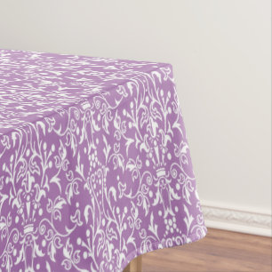 Nappe Lavande de Damas et blanc