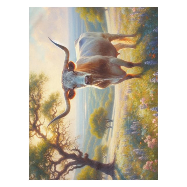Nappe Le printemps Texas longhorn dans un champ (Devant)