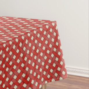 Nappe Le rotin rouge tissé sur une crème personnalisé