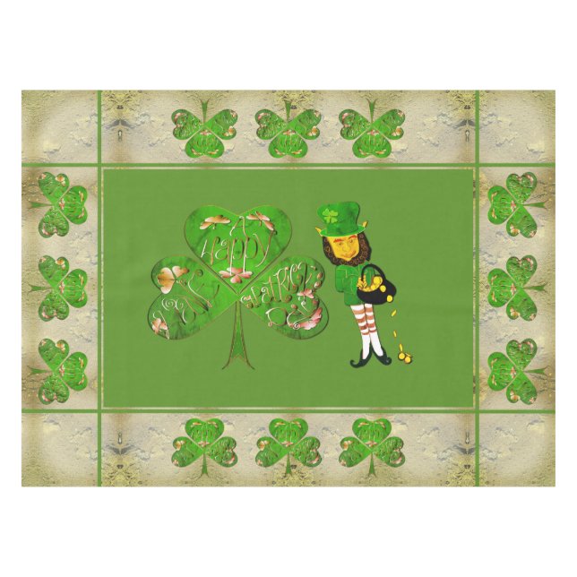 Nappe Leprechaun Shamrock "Bonne St. Patrick's (Devant (Horizontal))