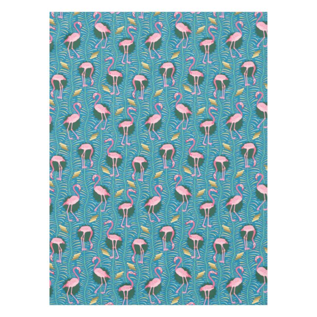 Nappe Les fougères des oiseaux 20s Deco de Flamant rose (Devant)