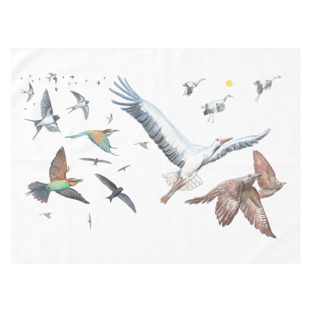 Nappe Les oiseaux migrateurs suivent leurs vols (Devant (Horizontal))