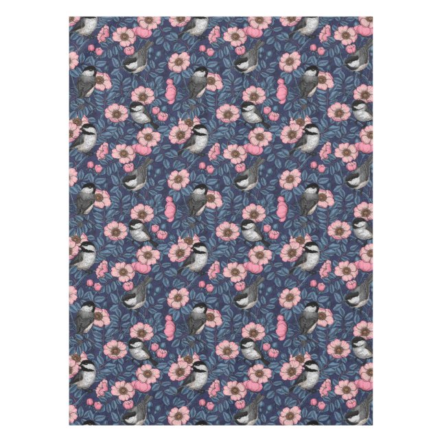 Nappe Les poulets dans le rose sauvage en rose et bleu (Devant)