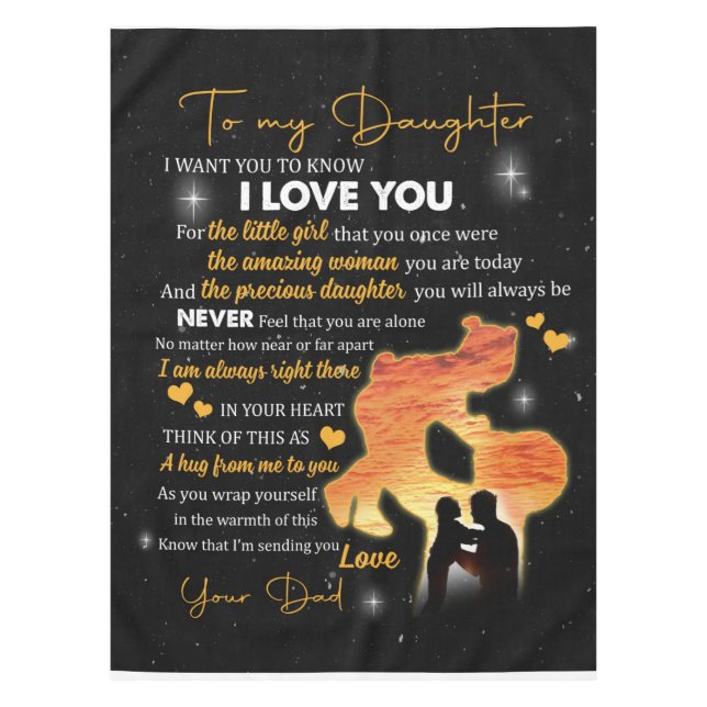 Nappe Lettre personnalisée à ma fille Amour de papa (Devant)