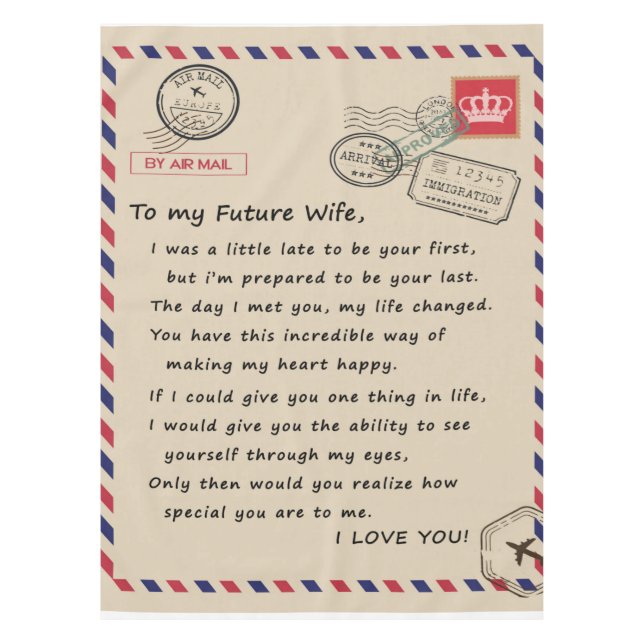 Nappe Lettre personnalisée à ma future épouse (Devant)