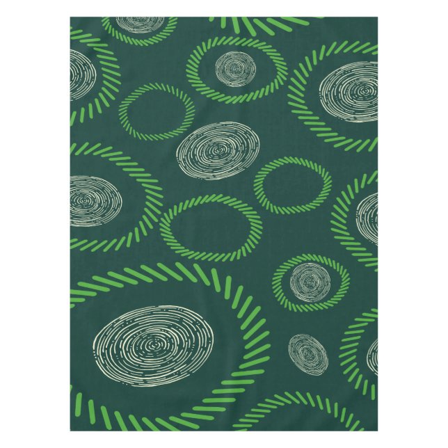 Nappe Lignes de cercles géométriques Vert ivoire (Devant)