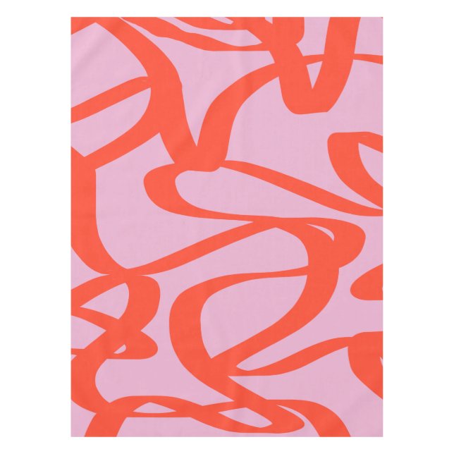 Nappe Lignes roses rétro Formes de pinceau Abstraites mo (Devant)