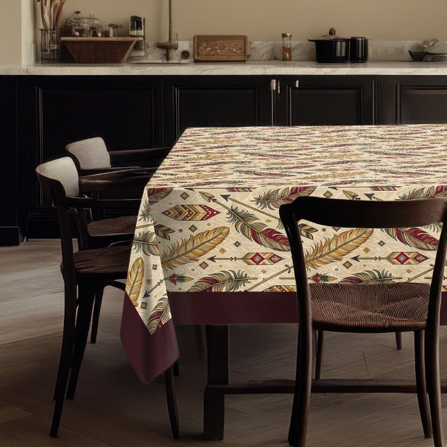 Nappe Linge de table en plumes et flèches d'inspiration  (Native-Inspired Feather and Arrow Table Linen Tablecloth)