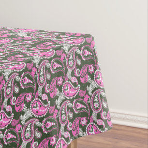 Nappe Linocut Paissière Traditionnel Rose Profond Vert