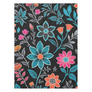 Nappe Linoprint coloré motif floral