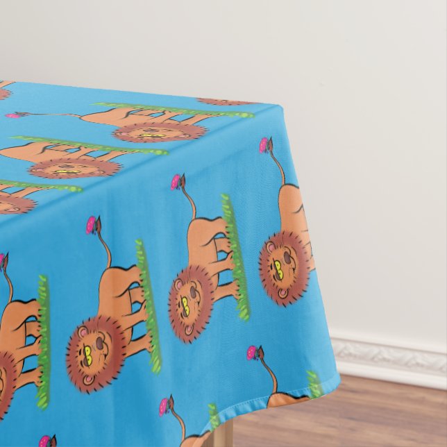 Nappe Lion joyeux avec dessin animé de papillon (In Situ)