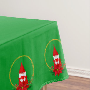 Nappe Lutins de Noël sur petit napperon vert