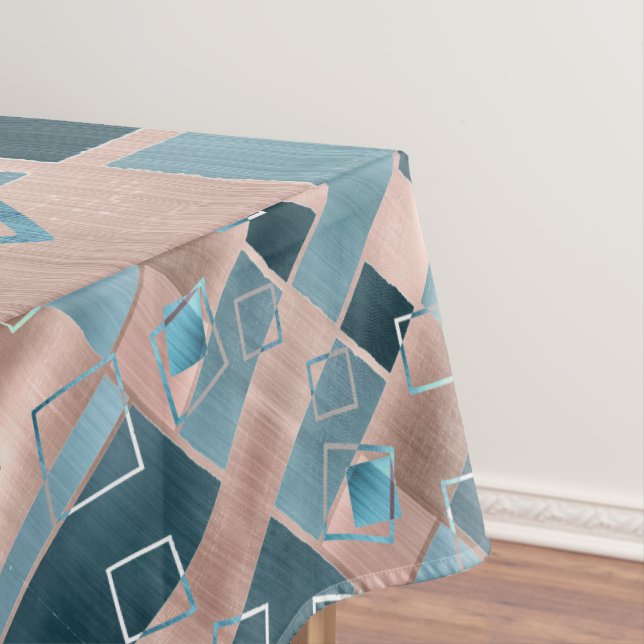 Nappe Luxe Abstrait | Blush Rose Gold et Turquoise Géomé (In Situ)