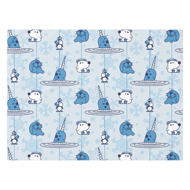Nappe M. Narwhal Blue Snowflake Motif (Devant (Horizontal))