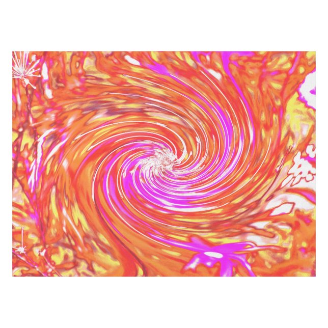Nappe Magenta rétro et couleurs d'automne florale (Devant (Horizontal))