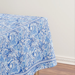 Nappe Magnifique motif artistique paisley floral bleu bl
