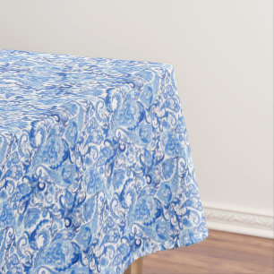 Nappe Magnifique Motif Artistique Paisley Floral Bleu Bl