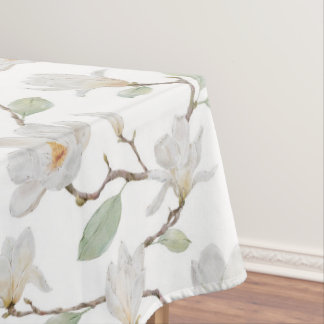 Nappe Magnolia blanche peinte à la main sur blanc