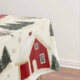 Nappe Maison de Noël Paysage d'hiver Ferme