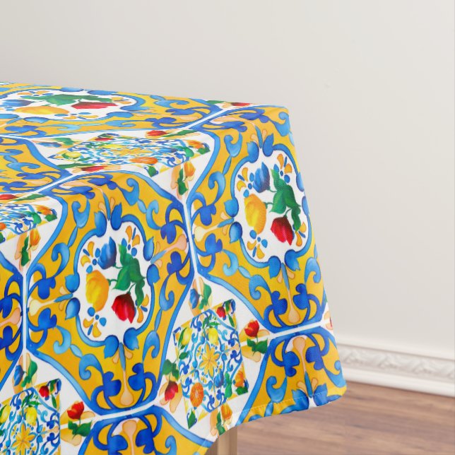Nappe Majolica, citron, carreaux siciliens, (In Situ)