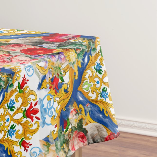 Nappe Majolica, style sicilien, fleurs (In Situ)