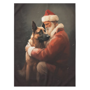 Nappe Malinois Belge avec le Père Noël Festif Noël