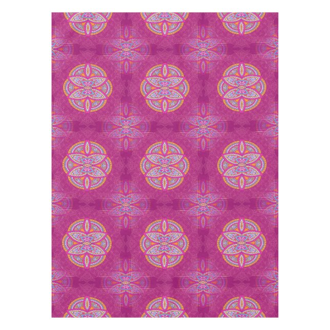 Nappe Mandalas en motifs de répétition rose mélangés (Devant)