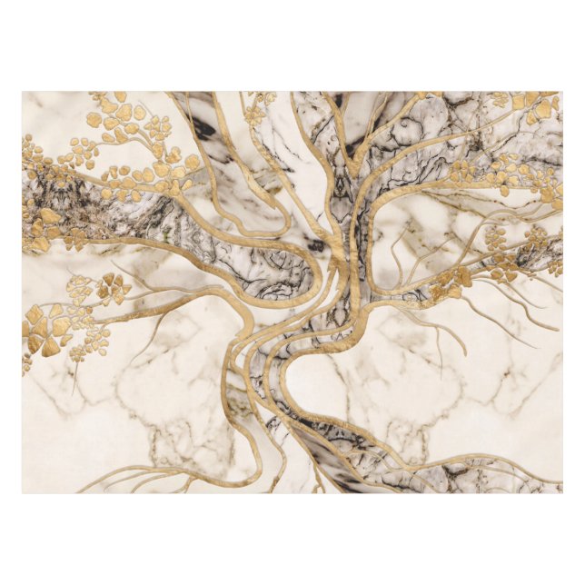 Nappe Marbre blanc Arbre de vie Abstrait (Devant (Horizontal))