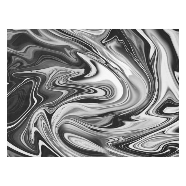 Nappe Marbre élégant 7 - liquide noir et blanc (Devant (Horizontal))