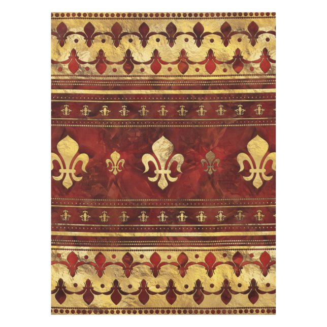 Nappe Marbre rouge et or Fleur de lis (Devant)