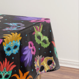 Nappe Mardi Gras Masque de plumes violet vert bleu étoil