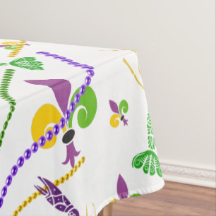 Nappe Mardi Gras Perles Crawfish & Fleur De Lis