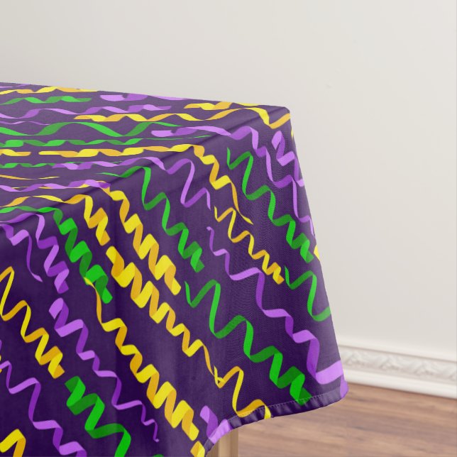 Nappe Mardi Gras Vert Golden violet rubans (In Situ)