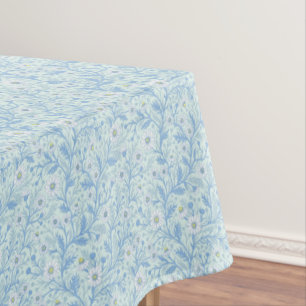 Nappe Marguerites en blanc et bleu sur verre de mer