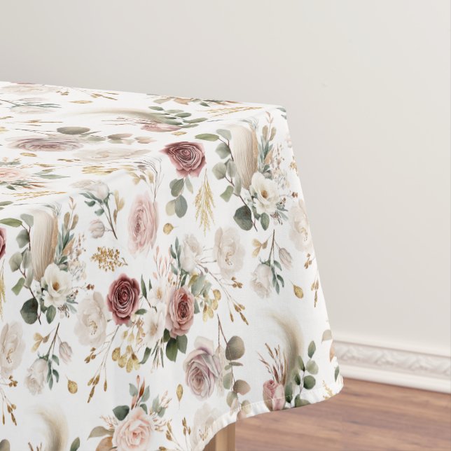 Nappe Mariage à l'aquarelle florale rose poudré d'automn (In Situ)