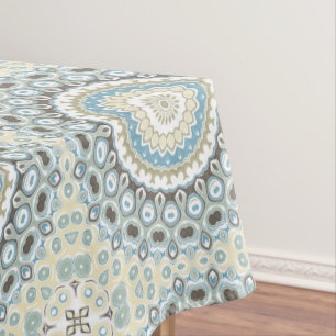 Nappe Médaillon peint Motif en bleu et beige