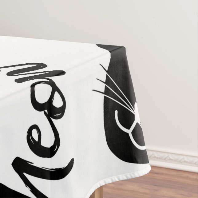 Nappe Meow Simple moderne Black White Chats Typographie (In Situ)