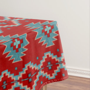 Nappe Mesas Sud-Ouest Rouge & Turquoise Géométrique Gran