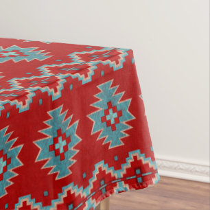 Nappe Mesas Sud-Ouest Rouge & Turquoise Géométrique Peti