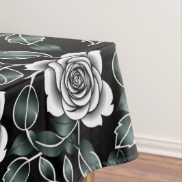 Nappe Metallic Silver Roses With Dark Green Leaves