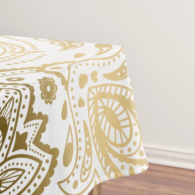 Nappe MetallicOr Blanc Floral Paisley (In Situ)