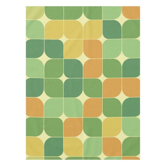 Nappe Mi-siècle Abstrait vert orange jaune (Devant)