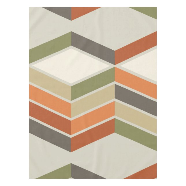 Nappe Mi-Siècle Moderne Diagonal Grandes Vert Orange (Devant)