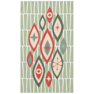 Nappe Mi-Siècle moderne Formes atomiques Vert, Rouge