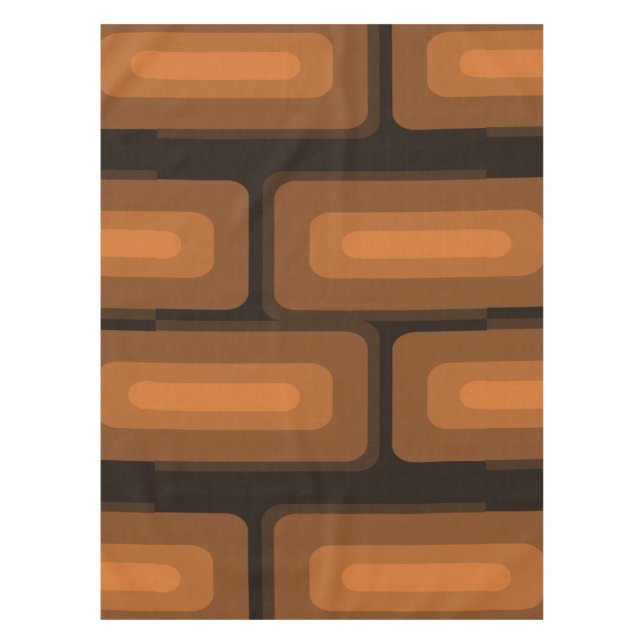 Nappe Mi-Siècle Moderne Long Rectangles Brûlé Orange (Devant)