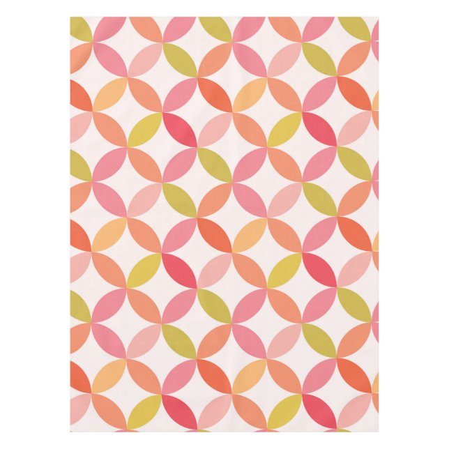 Nappe Mi-siècle moderne rose rouge orange Cercles (Devant)